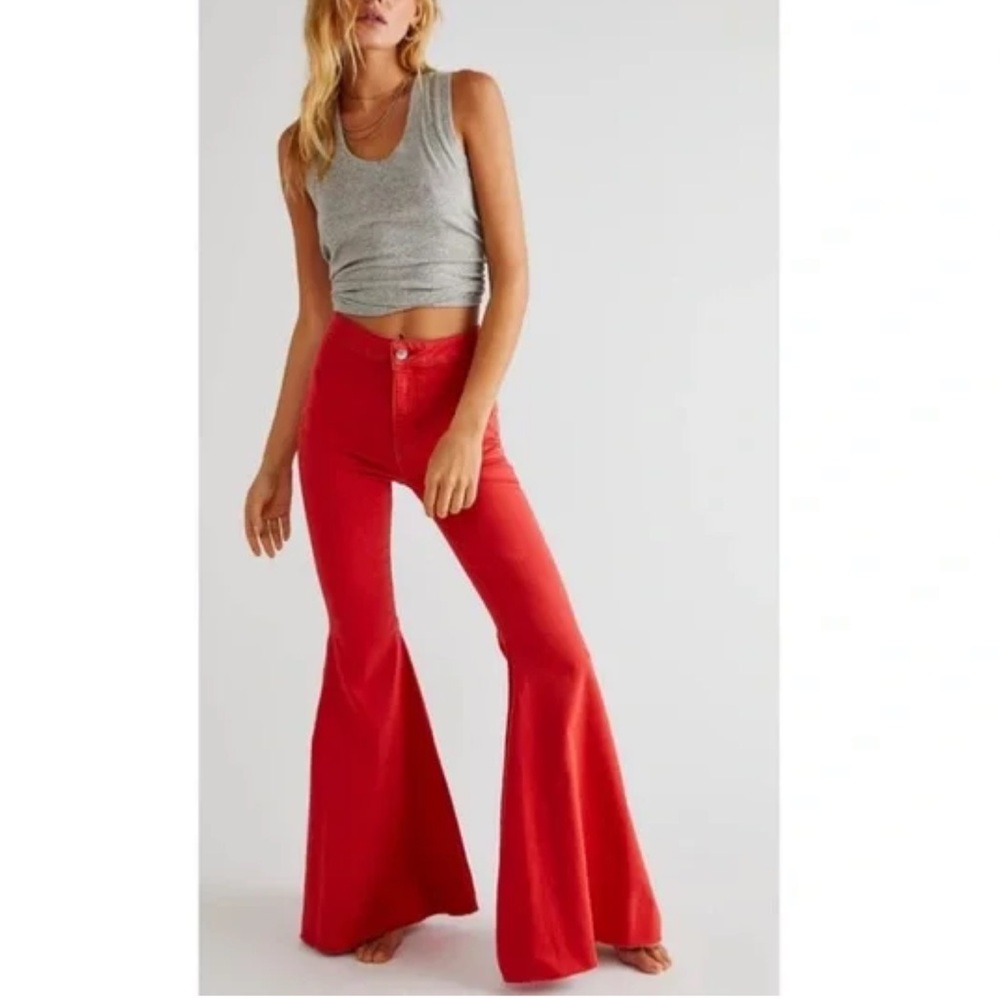 Red free people bell bottoms